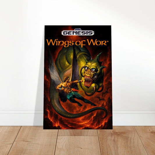Wings of War Poster – Winged Warrior vs Monster – Retro Gaming Art 2