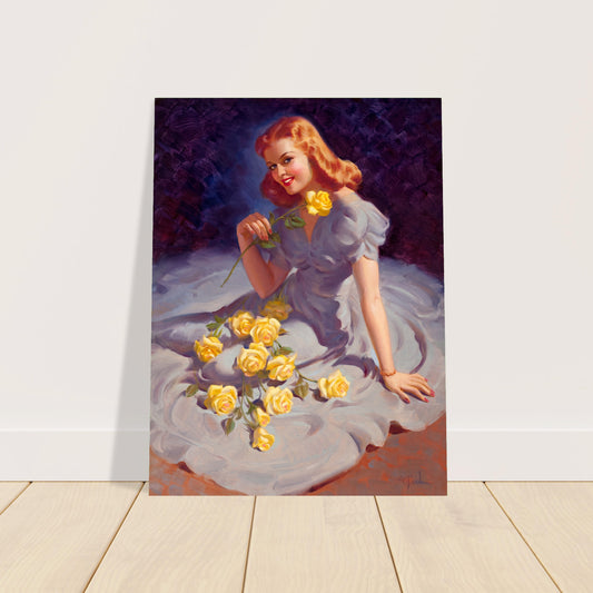 The Yellow Roses by Art Frahm 1950 Poster – Vintage Pin-Up Wall Art Decor 2