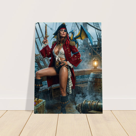 Fantasy Art Poster – Pirate Captain and Dragon, Seafaring Adventure Wall Art 2