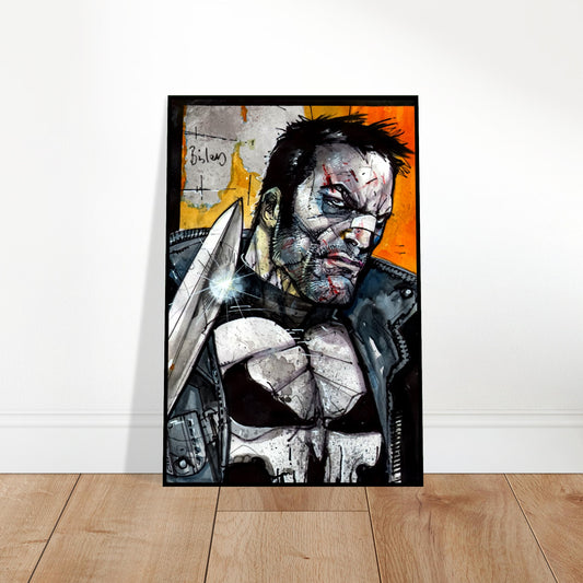 SIMON BISLEY PUNISHER POSTER – GRITTY COMIC ART STYLE WITH SKULL EMBLEM AND RAW 2