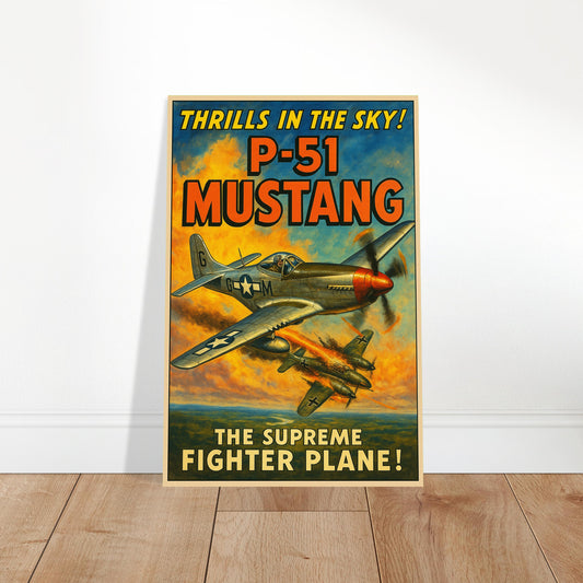 P-51 Mustang Fighter Poster - Thrills in the Sky - WWII - Free Shipping 2