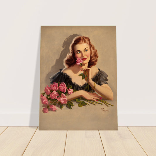 Art Frahm Pink Flowers Poster 1939 – Vintage Woman Portrait Wall Art Decor 2