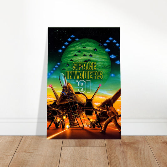 Space Invaders '91 Poster – Retro Arcade Alien Invaders Game Art Wall Art Decor 2