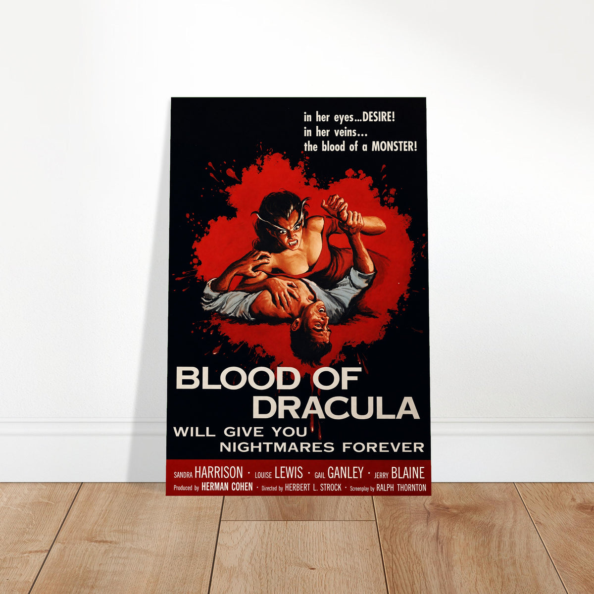 Blood of Dracula 1957 Movie Poster – Classic Horror Film Art Wall Art Decor 2