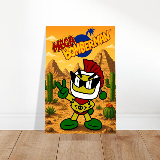 Mega Bomberman Poster – Retro Video Game Character Desert Wall Art Decor 2