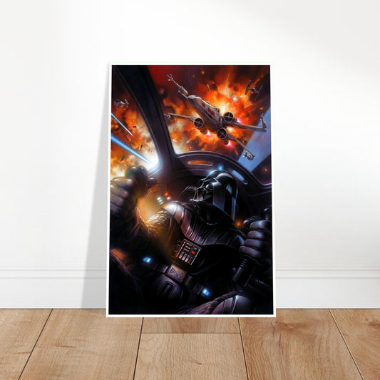 DARTH VADER X-WING SPACE BATTLE POSTER – STAR WARS ACTION ART 2