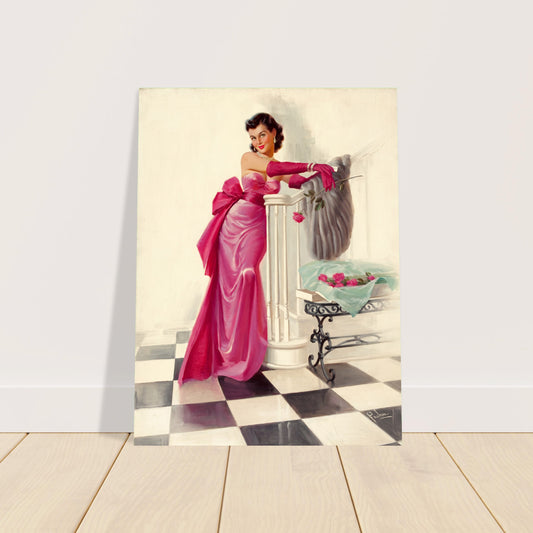 Roses From You by Art Frahm Poster 1956 – Elegant Woman Pink Wall Art Decor 2