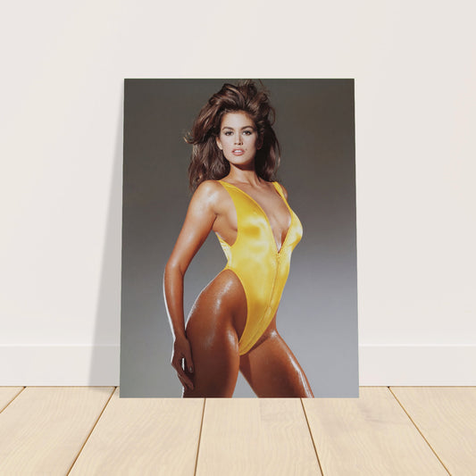 Cindy Crawford Yellow Swimsuit Poster (1990) – Iconic Supermodel Wall Art Decor 2