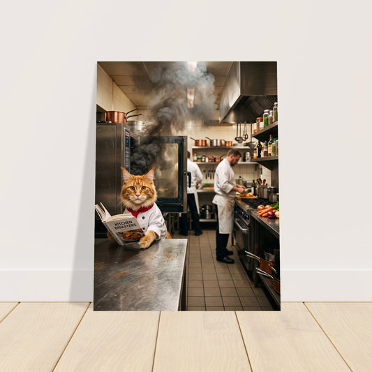 Funny Chef Cat Poster – Kitchen Disaster Culinary Chaos, Kitchen Wall Art 2