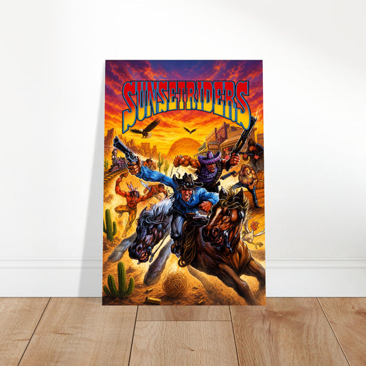 Sunset Riders Western Poster – Cowboy Gunfighters Action Art Wall Art Decor 2