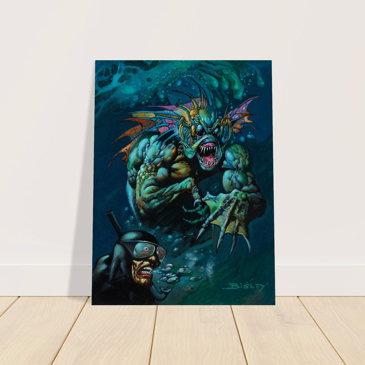 SIMON BISLEY SEA MONSTER THREATENS DIVER POSTER – HORROR ART Wall Art Decor 2