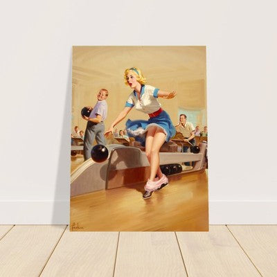 Art Frahm A Strike 1955 Vintage Bowling Pin-Up Poster 2