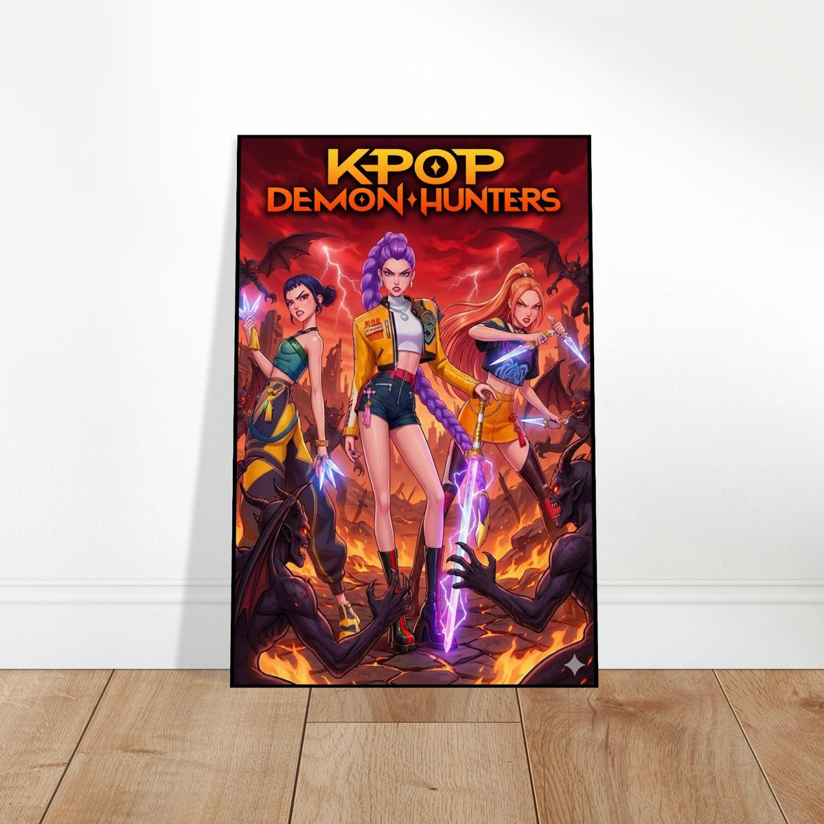 K-POP DEMON HUNTERS POSTER – ANIME KPOP GIRLS BATTLE WALL ART PRINT UNFRAMED 2