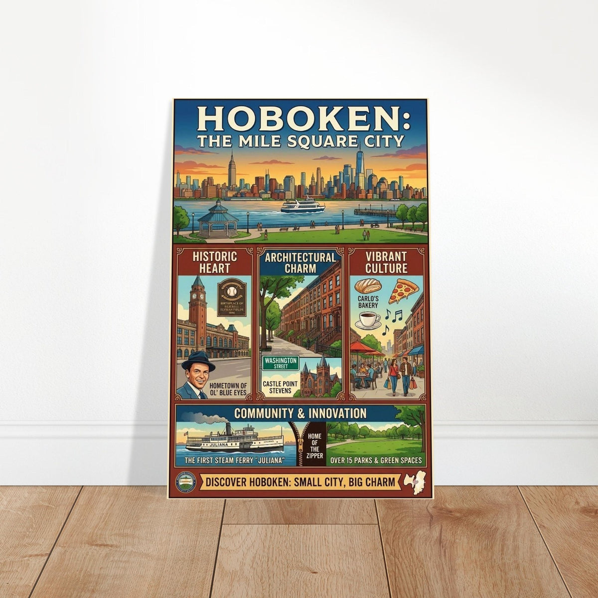 HOBOKEN CITY POSTER – MILE SQUARE VINTAGE STYLE TRAVEL ART PRINT 2