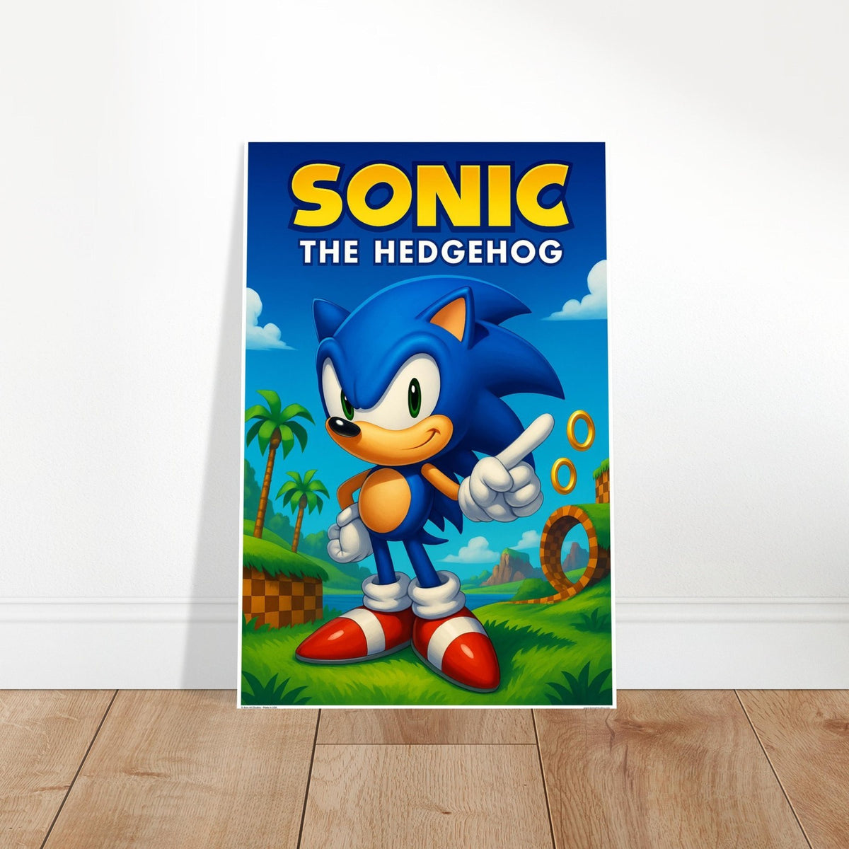 SONIC THE HEDGEHOG POSTER - GREEN HILL ZONE RINGS SEGA GAMING RETRO CLASSIC 2