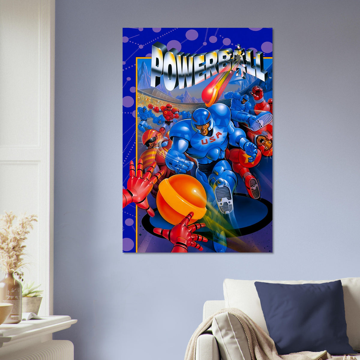 Powerball Video Game Poster – Blue Robot Warrior Action Wall Art Decor 5