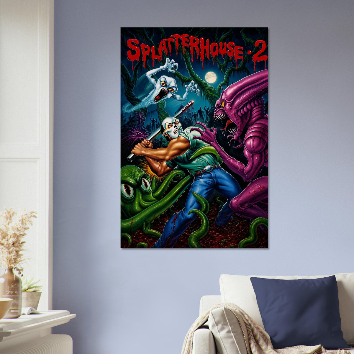 Splatterhouse 2 Poster – Zombie Warrior Battle Monster Art Wall Art Decor 5