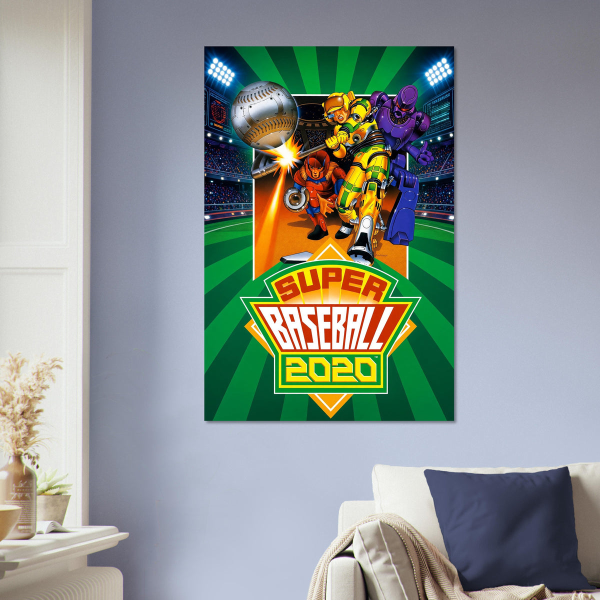 Super Baseball 2020 Poster – Retro Robot Sports Game Art Wall Art Decor 5