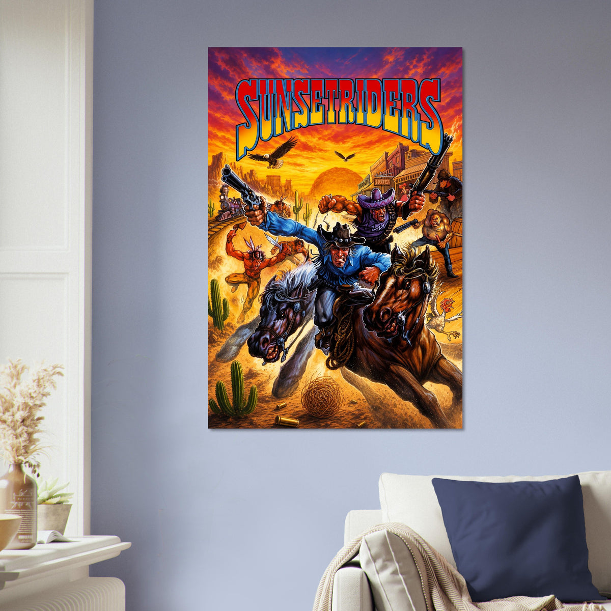 Sunset Riders Western Poster – Cowboy Gunfighters Action Art Wall Art Decor 5