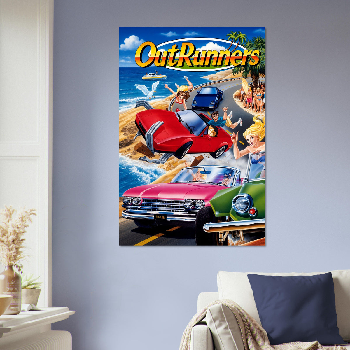 OutRunners Arcade Racing Poster – Retro Beach Cars Action Art Wall Art Decor 5