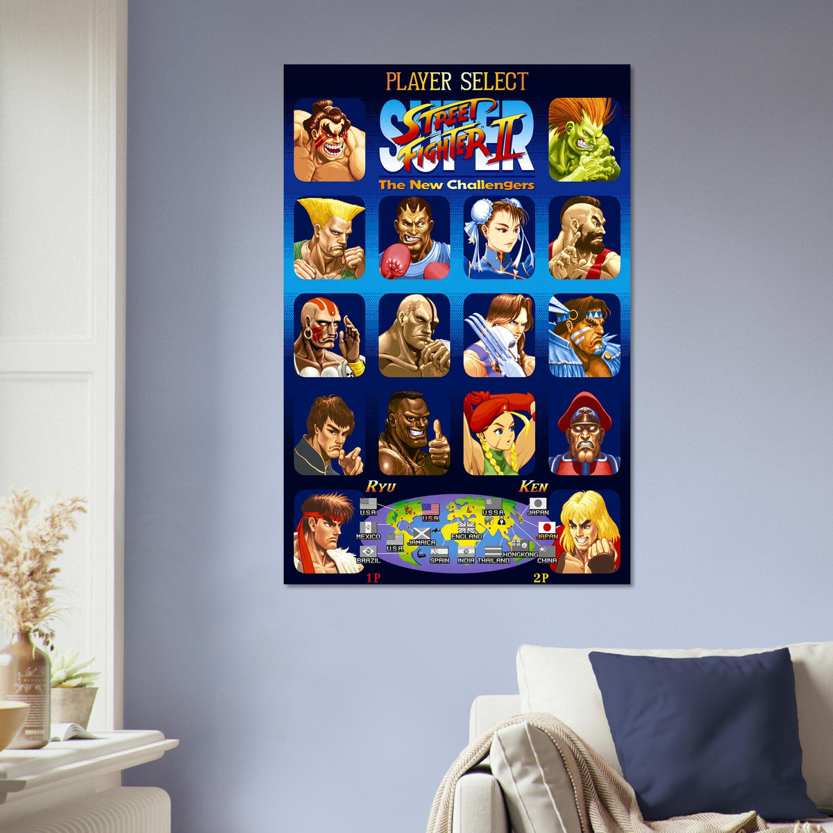 Street Fighter Poster Super Street Fighter II the New Challengers Roster Art 5