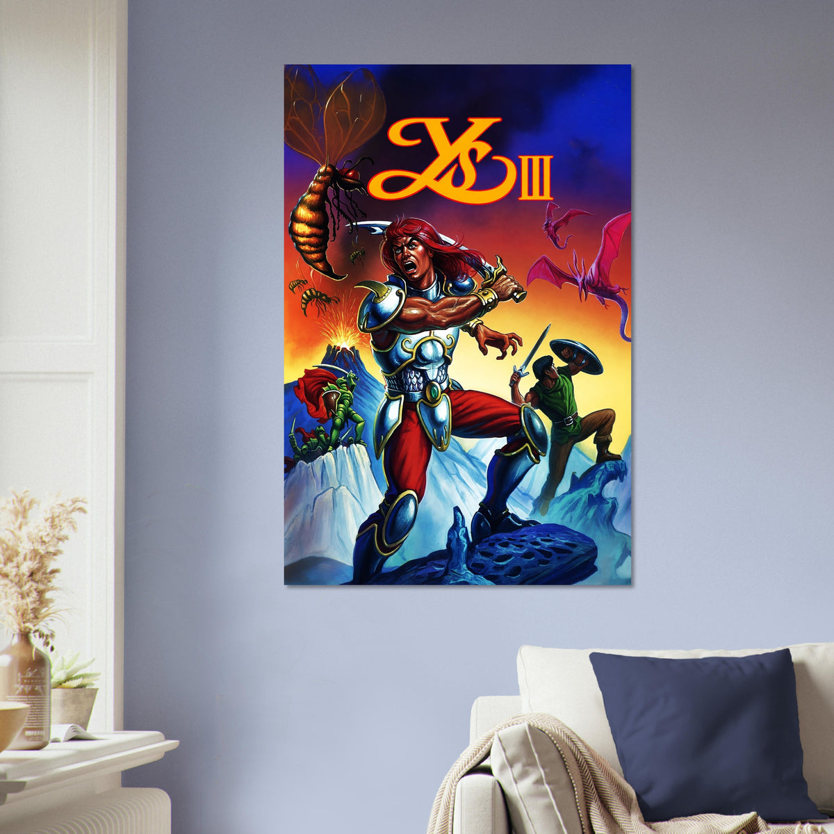 Ys III Wanderers from Ys Poster – Red Warrior Hero Fantasy RPG Wall Art Decor 5