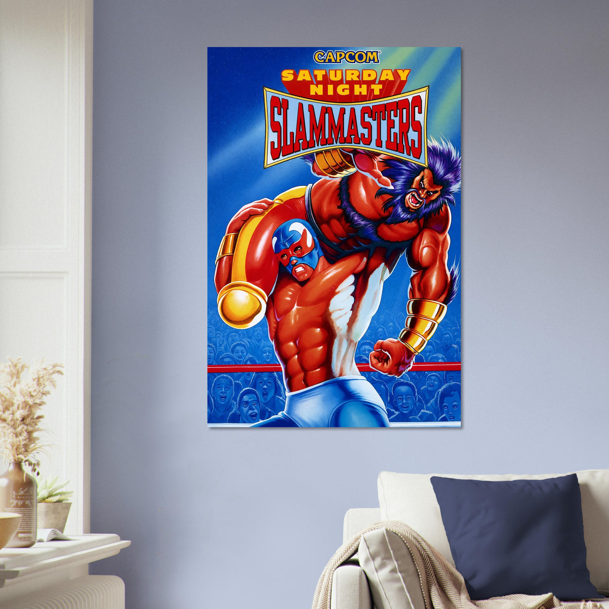 Saturday Night Slammasters Arcade Game Poster – Red Wrestling Champion 5