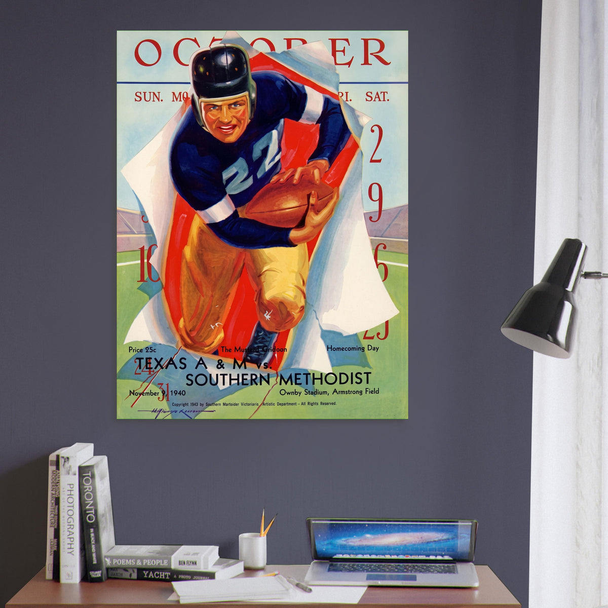 1940 Texas A&M vs SMU Homecoming Football Program Poster Vintage College Art 6