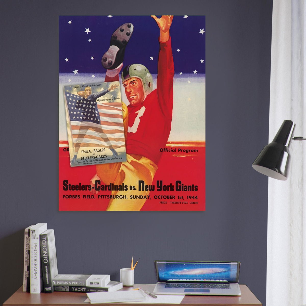1944 Steelers-Cardinals vs New York Giants Football Program Poster Vintage Art 6
