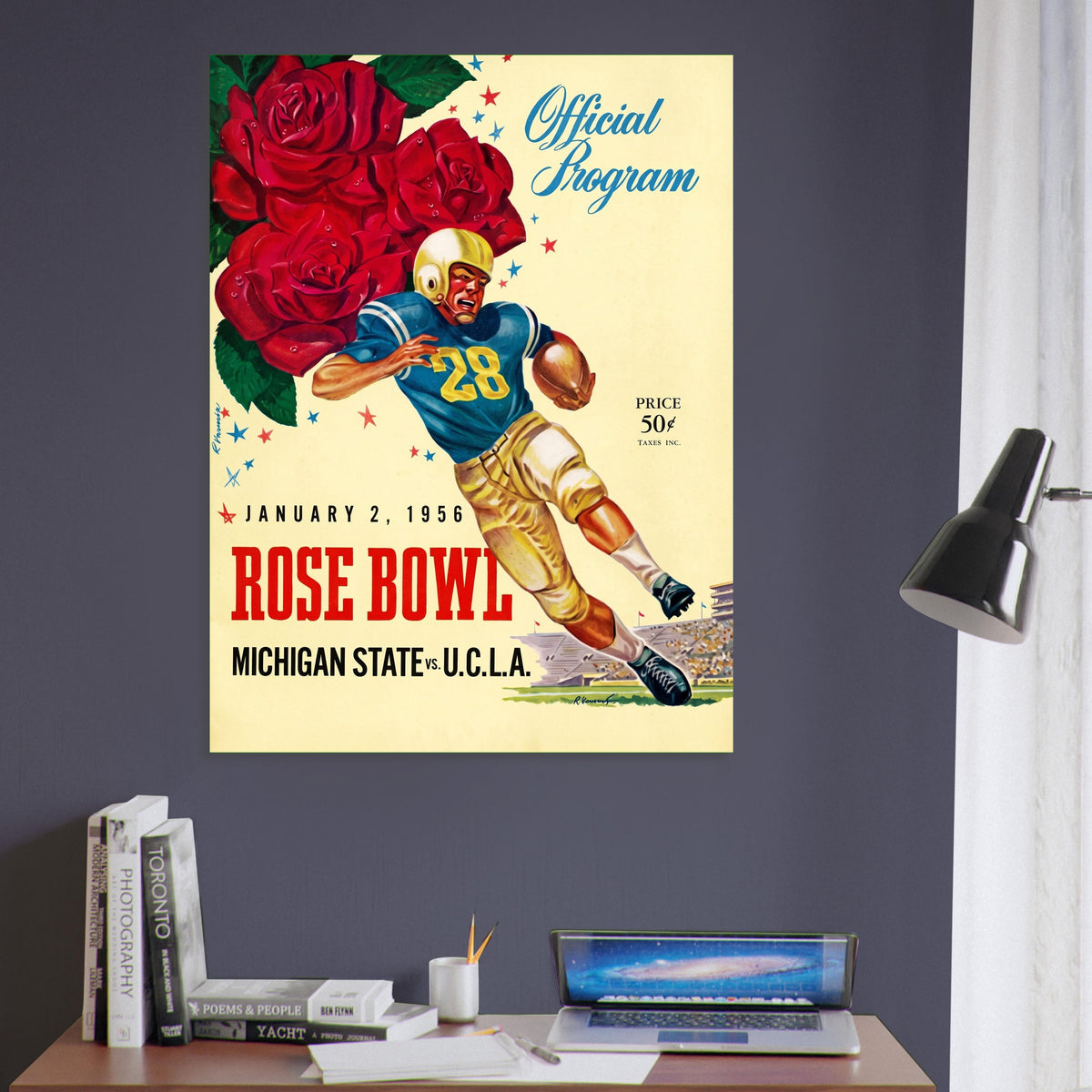 1956 Rose Bowl Football Poster – Michigan State vs UCLA Game Program 6