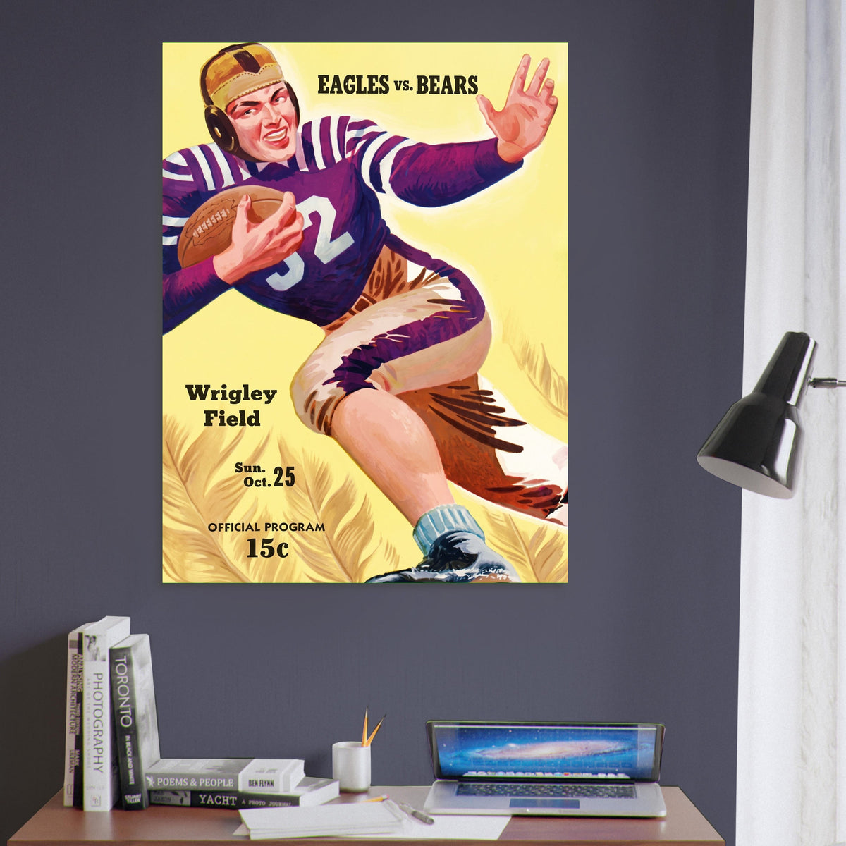 Philadelphia Eagles vs Chicago Bears Football Program Poster Wrigley Field Art 6