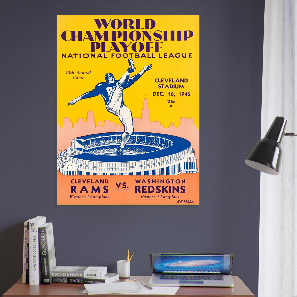 1945 Championship Cleveland Rams vs Washington Redskins Football Program Poster 6