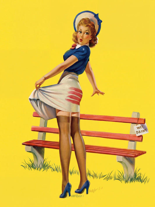 Sit Down Stripes by Art Frahm (1945) Vintage Pin-Up Poster Wall Art Decor