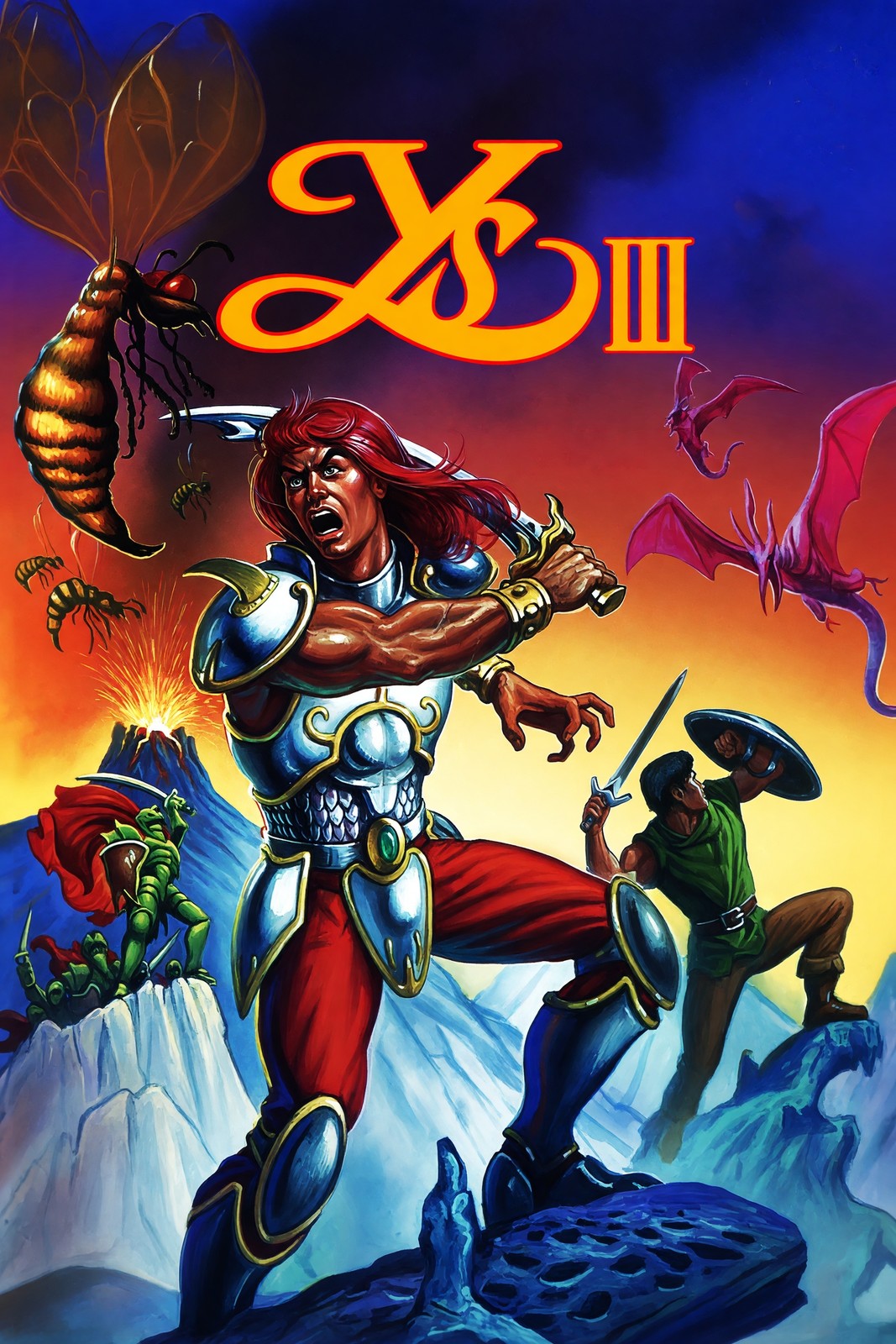 Ys III Wanderers from Ys Poster – Red Warrior Hero Fantasy RPG Wall Art Decor