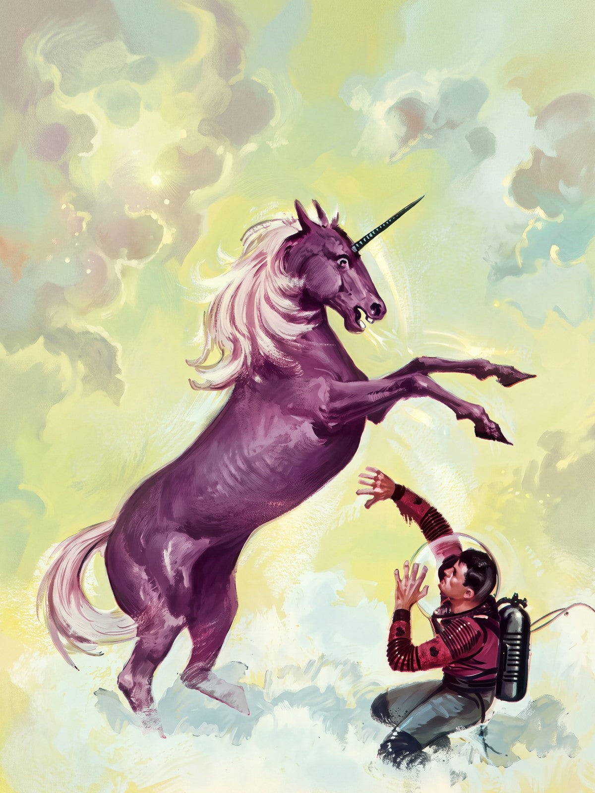 Transient by Edward Valigursky (1960) Poster – Unicorn Fantasy Art