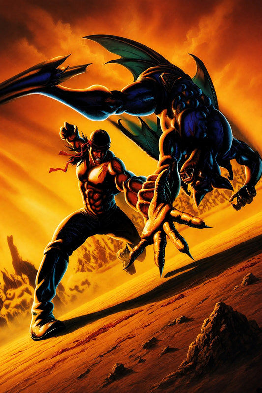 Slaughter Sport Poster - Demon Fighter Arena Retro Game Art Wall Art