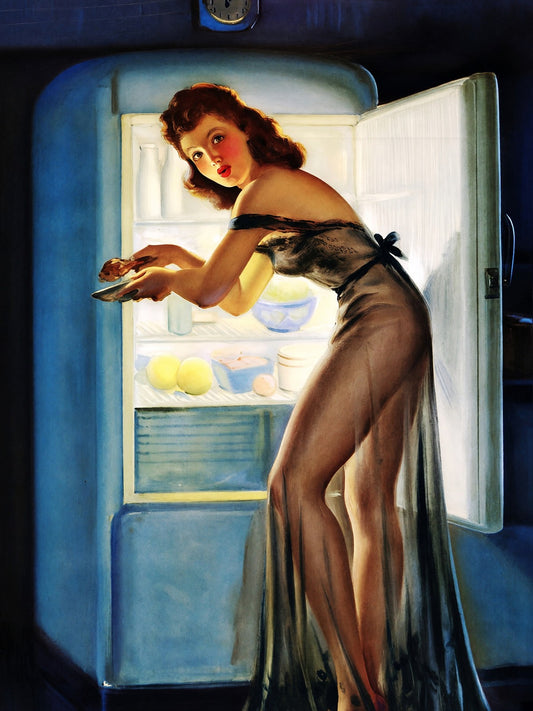 Art Frahm Midnight Snack Pin-Up Poster 1940s Retro Wall Art Decor