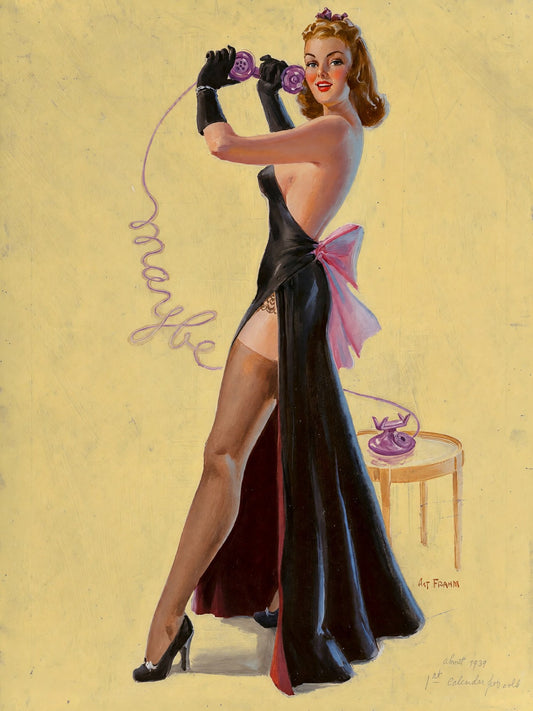Art Frahm The Maybe Girl 1939 Poster – Vintage Pin-Up Woman Wall Art Decor