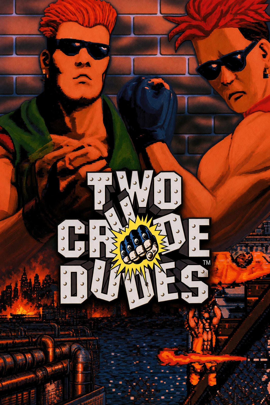 Two Crude Dudes 1992 Poster – Retro Action Heroes Arcade Game Wall Art Decor