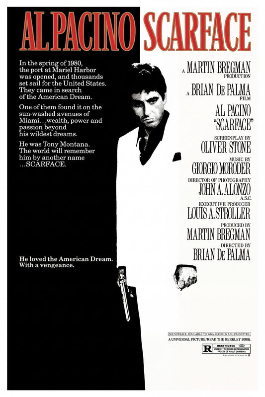 Scarface 1983 Movie Poster - Al Pacino Classic Crime Drama