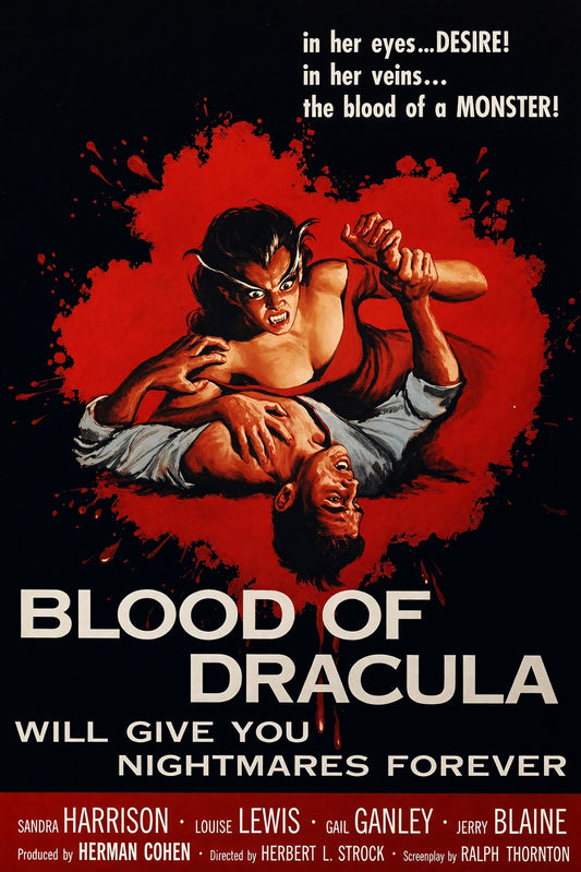 Blood of Dracula 1957 Movie Poster – Classic Horror Film Art Wall Art Decor