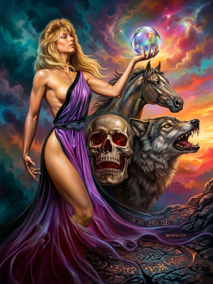 BORIS VALLEJO CIRCE POSTER – GODDESS SORCERESS WITH MYSTICAL ORB 1991