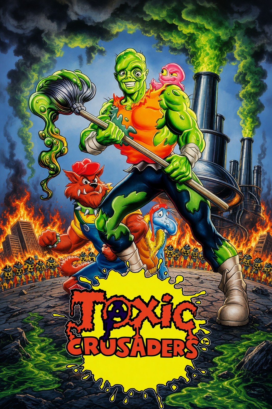 Toxic Crusaders Poster – Retro Action Hero Green Warrior Art Wall Art Decor