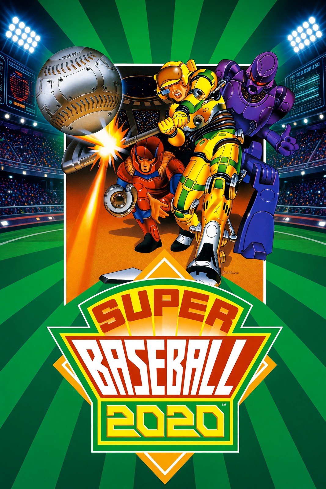 Super Baseball 2020 Poster – Retro Robot Sports Game Art Wall Art Decor