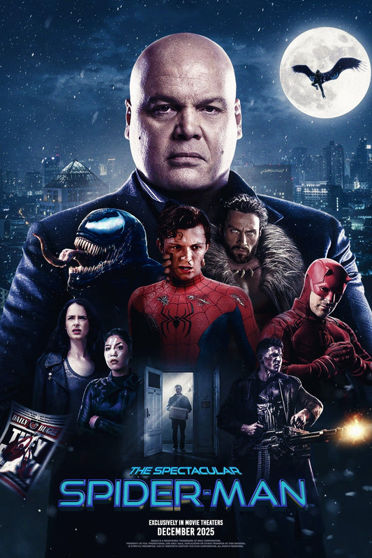 THE SPECTACULAR SPIDER-MAN 2025 MARVEL SUPERHERO ENSEMBLE FAN ART POSTER