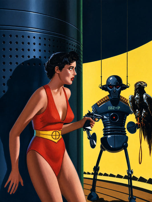 Edward Valigursky May 1957 Cover Poster – Sci-Fi Robot Woman
