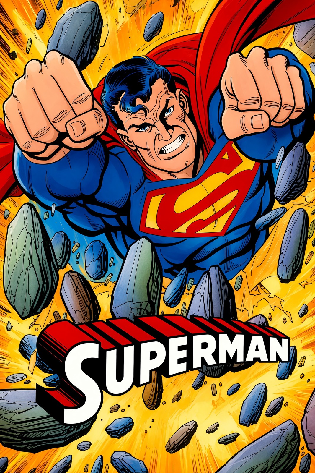 Superman Poster – Classic Hero Action Comic Art Print Wall Art Decor