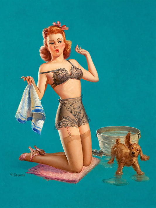Pay Off by Art Frahm (1944) Vintage Pin-Up Poster Wall Art Decor