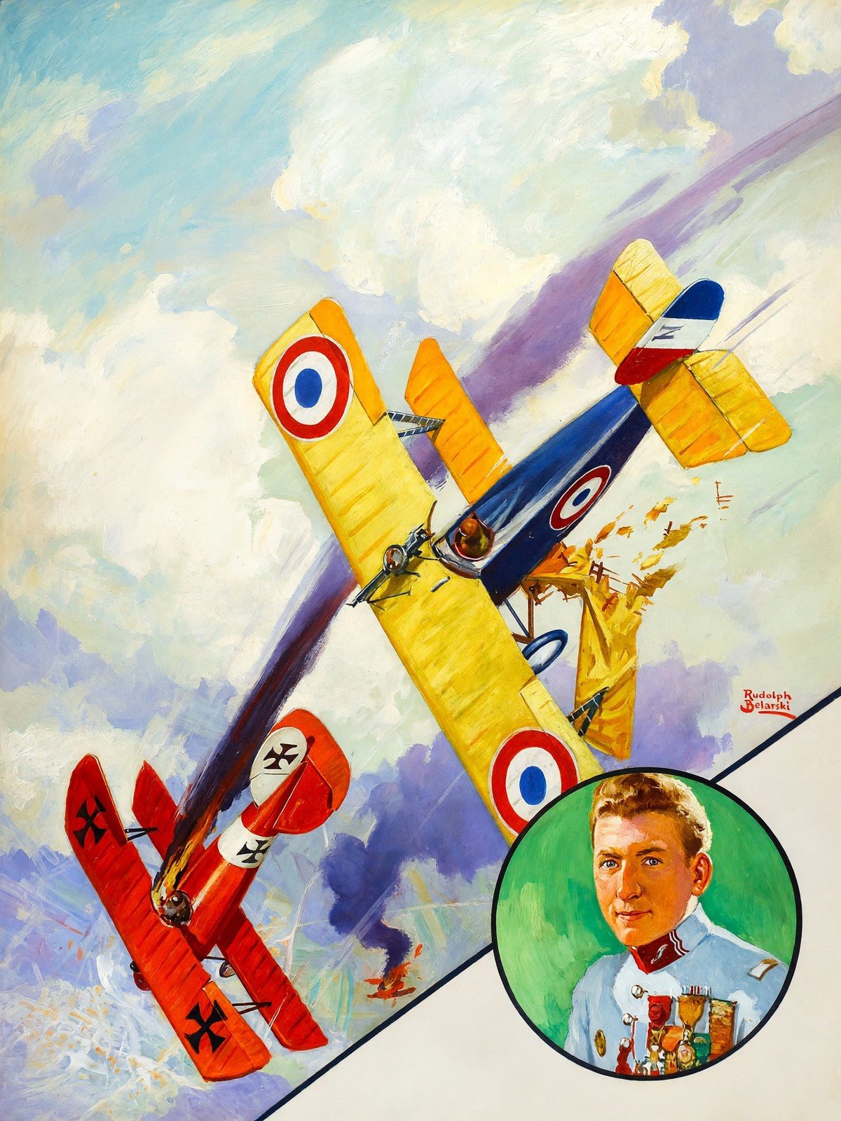 Rudolph Belarski Aces Poster 1932 – WWI Biplane Fighter Combat Art