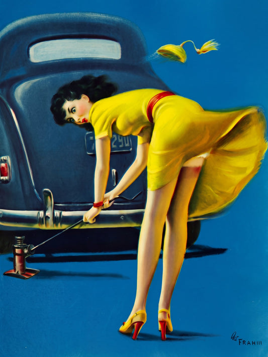Double Trouble by Art Frahm (1943) Poster – Vintage Pin-Up Woman Wall Art Decor